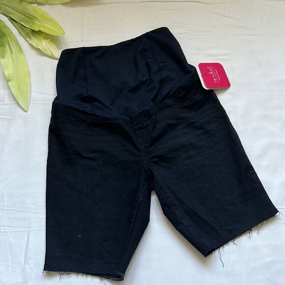 ⭐️nwt Isabel Maternity Crossover Panel Bermuda Maternity Jean Shorts⭐️ - Picture 2 of 3
